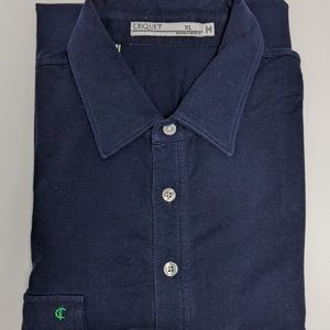 Criquet Button Polo - Men's Short Sleeved Pocket Shirt - Navy Blue - XL